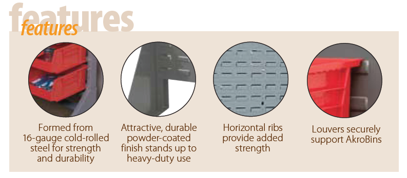louvered hanging bin features