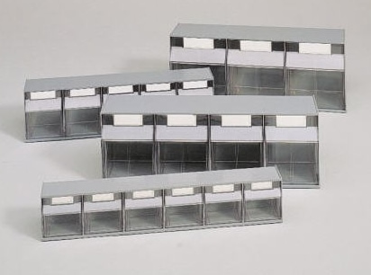 TB-4, TB-4, TB-5, TB-6 Clear plastic tilt bins Requires base rail system to mount BRS-3